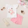 imageYOUNGER TREE Toddler Baby Girls Clothes Sunflower Tshirt  Bowknot Shorts with Cute Summer Girl Clothes SetPink Flower