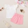 imageYOUNGER TREE Toddler Baby Girls Clothes Sunflower Tshirt  Bowknot Shorts with Cute Summer Girl Clothes SetPink Flower