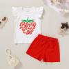 imageYOUNGER TREE Toddler Baby Girls Clothes Sunflower Tshirt  Bowknot Shorts with Cute Summer Girl Clothes SetRed