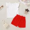 imageYOUNGER TREE Toddler Baby Girls Clothes Sunflower Tshirt  Bowknot Shorts with Cute Summer Girl Clothes SetRed