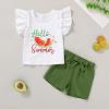 imageYOUNGER TREE Toddler Baby Girls Clothes Sunflower Tshirt  Bowknot Shorts with Cute Summer Girl Clothes SetWatermelon