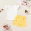 imageYOUNGER TREE Toddler Baby Girls Clothes Sunflower Tshirt  Bowknot Shorts with Cute Summer Girl Clothes SetYellow Butterfly