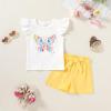 imageYOUNGER TREE Toddler Baby Girls Clothes Sunflower Tshirt  Bowknot Shorts with Cute Summer Girl Clothes SetYellow Butterfly