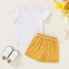 imageYOUNGER TREE Toddler Baby Girls Clothes Watermelon Tshirt  Linen Shorts with Belt Cute Summer Short SetBee Happy