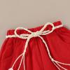 imageYOUNGER TREE Toddler Baby Girls Clothes Watermelon Tshirt  Linen Shorts with Belt Cute Summer Short SetButterfly