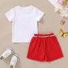 imageYOUNGER TREE Toddler Baby Girls Clothes Watermelon Tshirt  Linen Shorts with Belt Cute Summer Short SetButterfly