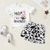 imageYOUNGER TREE Toddler Baby Girls Clothes Watermelon Tshirt  Linen Shorts with Belt Cute Summer Short SetCute Cow