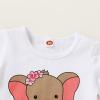 imageYOUNGER TREE Toddler Baby Girls Clothes Watermelon Tshirt  Linen Shorts with Belt Cute Summer Short SetElephant