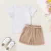 imageYOUNGER TREE Toddler Baby Girls Clothes Watermelon Tshirt  Linen Shorts with Belt Cute Summer Short SetElephant