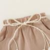 imageYOUNGER TREE Toddler Baby Girls Clothes Watermelon Tshirt  Linen Shorts with Belt Cute Summer Short SetElephant