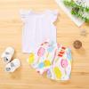 imageYOUNGER TREE Toddler Baby Girls Clothes Watermelon Tshirt  Linen Shorts with Belt Cute Summer Short SetIce Cream