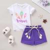 imageYOUNGER TREE Toddler Baby Girls Clothes Watermelon Tshirt  Linen Shorts with Belt Cute Summer Short SetIce Cream Purple