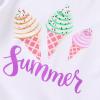 imageYOUNGER TREE Toddler Baby Girls Clothes Watermelon Tshirt  Linen Shorts with Belt Cute Summer Short SetIce Cream Purple