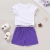 imageYOUNGER TREE Toddler Baby Girls Clothes Watermelon Tshirt  Linen Shorts with Belt Cute Summer Short SetIce Cream Purple