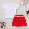 imageYOUNGER TREE Toddler Baby Girls Clothes Watermelon Tshirt  Linen Shorts with Belt Cute Summer Short SetLadybug