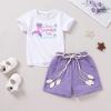 imageYOUNGER TREE Toddler Baby Girls Clothes Watermelon Tshirt  Linen Shorts with Belt Cute Summer Short SetMermaid