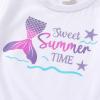 imageYOUNGER TREE Toddler Baby Girls Clothes Watermelon Tshirt  Linen Shorts with Belt Cute Summer Short SetMermaid