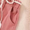 imageYOUNGER TREE Toddler Baby Girls Clothes Watermelon Tshirt  Linen Shorts with Belt Cute Summer Short SetPink