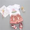 imageYOUNGER TREE Toddler Baby Girls Clothes Watermelon Tshirt  Linen Shorts with Belt Cute Summer Short SetPink