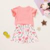 imageYOUNGER TREE Toddler Baby Girls Clothes Watermelon Tshirt  Linen Shorts with Belt Cute Summer Short SetPinkflamingo