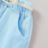 imageYOUNGER TREE Toddler Baby Girls Clothes Watermelon Tshirt  Linen Shorts with Belt Cute Summer Short SetPopsicles