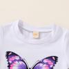 imageYOUNGER TREE Toddler Baby Girls Clothes Watermelon Tshirt  Linen Shorts with Belt Cute Summer Short SetPurple Butterfly