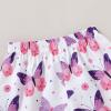 imageYOUNGER TREE Toddler Baby Girls Clothes Watermelon Tshirt  Linen Shorts with Belt Cute Summer Short SetPurplebutterfly