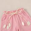 imageYOUNGER TREE Toddler Baby Girls Clothes Watermelon Tshirt  Linen Shorts with Belt Cute Summer Short SetStrawberry Pink