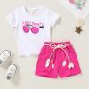 imageYOUNGER TREE Toddler Baby Girls Clothes Watermelon Tshirt  Linen Shorts with Belt Cute Summer Short SetSunglasses
