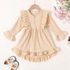 imageYOUNGER TREE Toddler Baby Girls Fall Clothing Solid Cotton Pit Irregular Skirt Winter Dress Long Sleeve Skirt OutfitsBeige