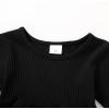 imageYOUNGER TREE Toddler Baby Girls Fall Clothing Solid Cotton Pit Irregular Skirt Winter Dress Long Sleeve Skirt OutfitsBlack