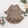 imageYOUNGER TREE Toddler Baby Girls Fall Clothing Solid Cotton Pit Irregular Skirt Winter Dress Long Sleeve Skirt OutfitsBrown