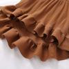 imageYOUNGER TREE Toddler Baby Girls Fall Clothing Solid Cotton Pit Irregular Skirt Winter Dress Long Sleeve Skirt OutfitsCaramel