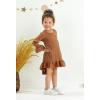 imageYOUNGER TREE Toddler Baby Girls Fall Clothing Solid Cotton Pit Irregular Skirt Winter Dress Long Sleeve Skirt OutfitsCaramel