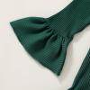 imageYOUNGER TREE Toddler Baby Girls Fall Clothing Solid Cotton Pit Irregular Skirt Winter Dress Long Sleeve Skirt OutfitsLarch Green