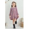 imageYOUNGER TREE Toddler Baby Girls Fall Clothing Solid Cotton Pit Irregular Skirt Winter Dress Long Sleeve Skirt OutfitsPurple