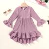 imageYOUNGER TREE Toddler Baby Girls Fall Clothing Solid Cotton Pit Irregular Skirt Winter Dress Long Sleeve Skirt OutfitsPurple