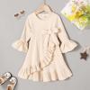 imageYOUNGER TREE Toddler Baby Girls Fall Clothing Solid Cotton Pit Irregular Skirt Winter Dress Long Sleeve Skirt OutfitsRufflebeige