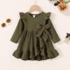 imageYOUNGER TREE Toddler Baby Girls Fall Clothing Solid Cotton Pit Irregular Skirt Winter Dress Long Sleeve Skirt OutfitsRufflegreen