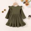 imageYOUNGER TREE Toddler Baby Girls Fall Clothing Solid Cotton Pit Irregular Skirt Winter Dress Long Sleeve Skirt OutfitsRufflegreen