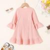 imageYOUNGER TREE Toddler Baby Girls Fall Clothing Solid Cotton Pit Irregular Skirt Winter Dress Long Sleeve Skirt OutfitsRufflepink