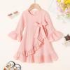 imageYOUNGER TREE Toddler Baby Girls Fall Clothing Solid Cotton Pit Irregular Skirt Winter Dress Long Sleeve Skirt OutfitsRufflepink