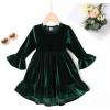 imageYOUNGER TREE Toddler Baby Girls Fall Clothing Solid Cotton Pit Irregular Skirt Winter Dress Long Sleeve Skirt OutfitsVelvet Green