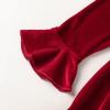 imageYOUNGER TREE Toddler Baby Girls Fall Clothing Solid Cotton Pit Irregular Skirt Winter Dress Long Sleeve Skirt OutfitsVelvet Red