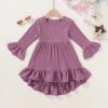 imageYOUNGER TREE Toddler Baby Girls Fall Clothing Solid Cotton Pit Irregular Skirt Winter Dress Long Sleeve Skirt OutfitsViolet
