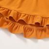 imageYOUNGER TREE Toddler Baby Girls Fall Clothing Solid Cotton Pit Irregular Skirt Winter Dress Long Sleeve Skirt OutfitsYellow Brown