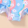 imageYOUNGER TREE Toddler Baby Girls Swimsuit Infant One Piece Bathing Suits Cute Dinosaur Beach Wear Sunsuit Ruffle SwimwearBlue and Colorful Flowers