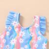imageYOUNGER TREE Toddler Baby Girls Swimsuit Infant One Piece Bathing Suits Cute Dinosaur Beach Wear Sunsuit Ruffle SwimwearBlue and Colorful Flowers