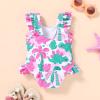 imageYOUNGER TREE Toddler Baby Girls Swimsuit Infant One Piece Bathing Suits Cute Dinosaur Beach Wear Sunsuit Ruffle SwimwearDinosaur  Leaf