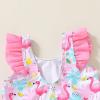 imageYOUNGER TREE Toddler Baby Girls Swimsuit Infant One Piece Bathing Suits Cute Dinosaur Beach Wear Sunsuit Ruffle SwimwearFlamingoruffles